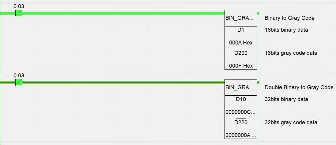 Omron PLC Binary to GRAY CODE Conversion Instructions Block